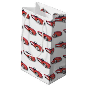 Petit Sac Cadeau corvette rétro rouge et blanc 1960