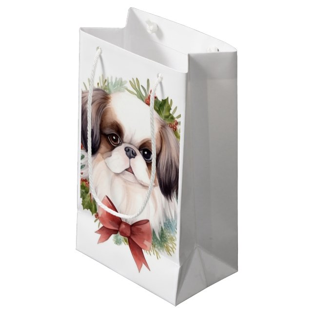 Petit Sac Cadeau Coupe festive japonaise de germe de Noël (Devant Angle)