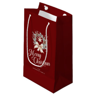 Petit Sac Cadeau Couronne de Noël élégante en écriture script