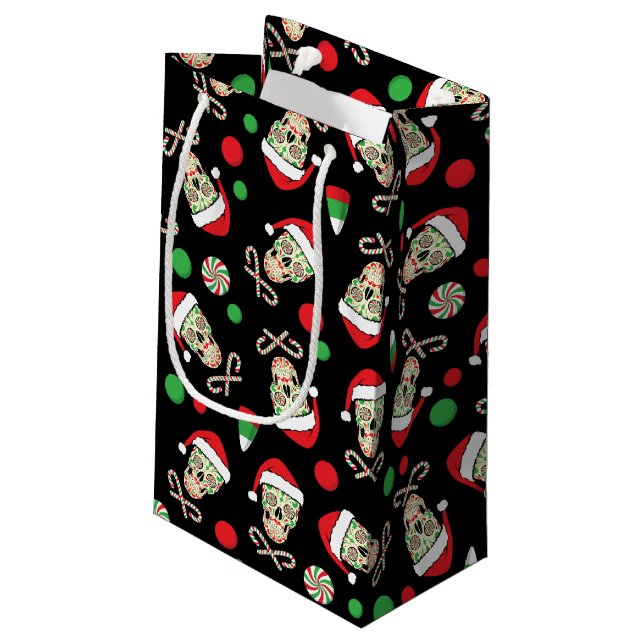 Petit Sac Cadeau Crâne aléatoire Père Noël de sucre (Dos Angle)