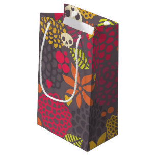 Petit Sac Cadeau Crânes et fleurs