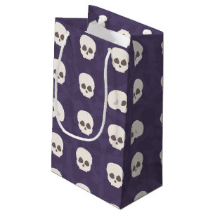 Petit Sac Cadeau Crânes sur arrière - plan d'os violet