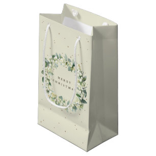 Petit Sac Cadeau Crème Snowberry+Eucalyptus Noël/Fêtes