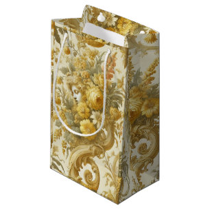 Petit Sac Cadeau Culte d'or - Coussin floral baroque