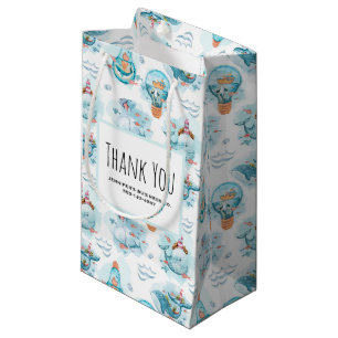 Petit Sac Cadeau Cute Baleines Nautiques Aquarelle Motif