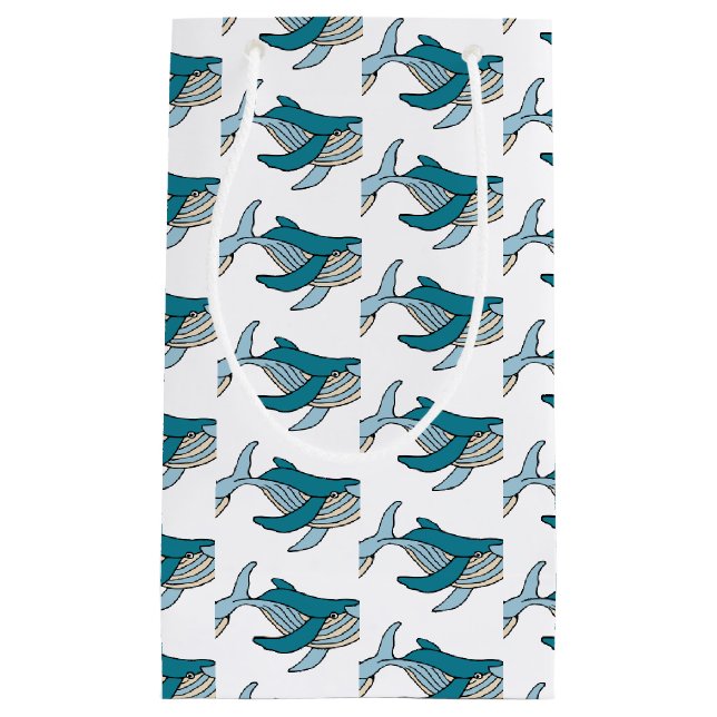 Petit Sac Cadeau Cute Blue Boys Whale (Devant)