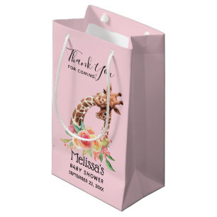 Petit Sac Cadeau Cute Giraffe Aquarelle Maman & Baby Merci