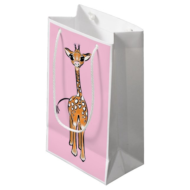 Petit Sac Cadeau Cute Giraffe drawing, safari animals (Devant Angle)