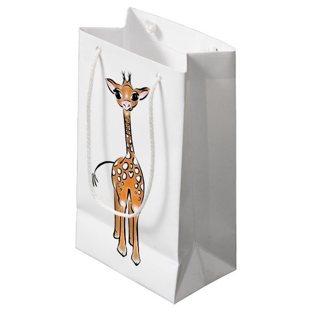 Petit Sac Cadeau Cute Giraffe drawing, safari animals (Devant Angle)