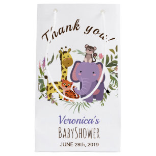 Petit Sac Cadeau Cute Jungle Safari Animaux Aquarelle Baby shower