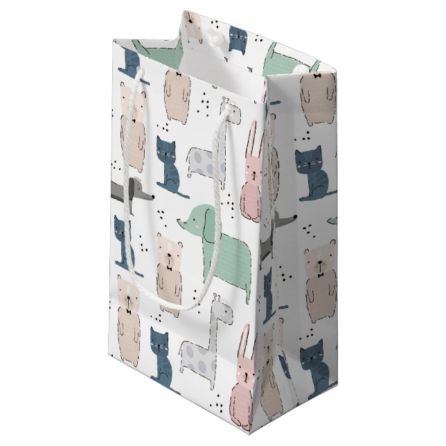 Petit Sac Cadeau Cute Pastel Baby Motif animal (Devant Angle)