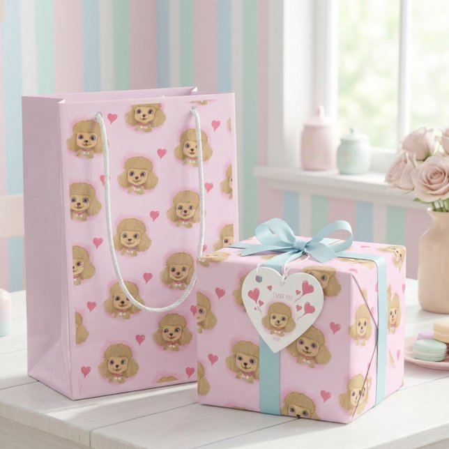 Petit Sac Cadeau Cute Pastel Poodle Gift Bag – Valentine & More (Créateur téléchargé)