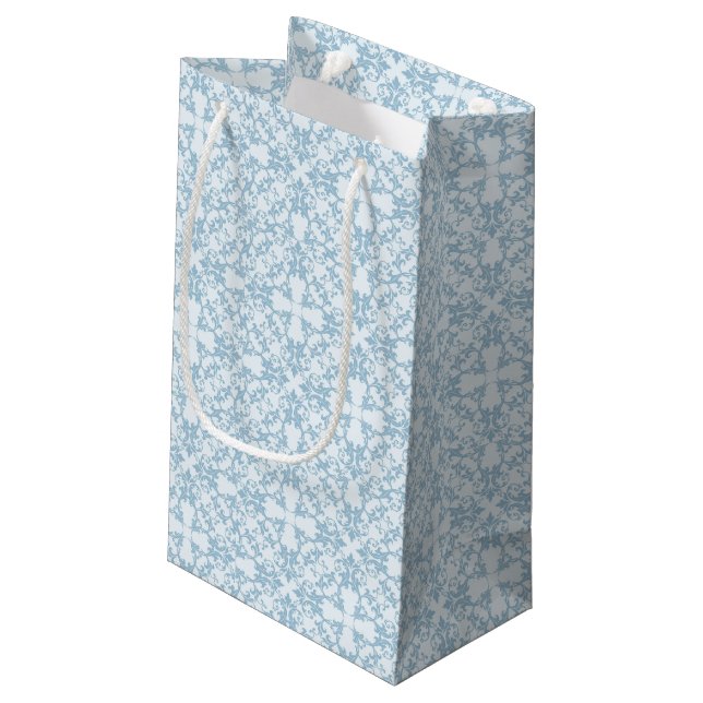 Petit Sac Cadeau Damassé bleu-clair (Dos Angle)