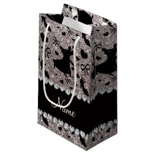 Petit Sac Cadeau Danse de salon argentée nommée faite sur command