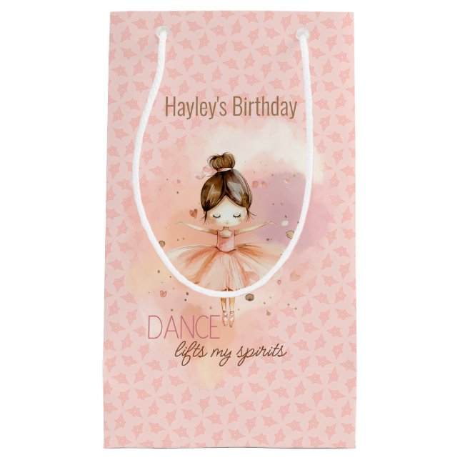 Petit Sac Cadeau Danse lève Mes esprits ballerine rose (Devant)