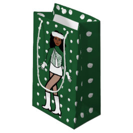 Petit Sac Cadeau Danseuse de neige vert