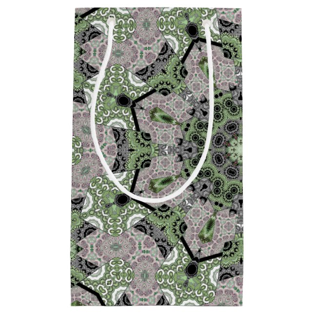 Petit Sac Cadeau Déco noir gris vert gris abstrait (Devant)