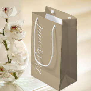 Petit Sac Cadeau Demoiselle d'honneur écriture stylisée Kaki