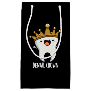 Petit Sac Cadeau Dental Crown Funny Dot Pun Dark BG