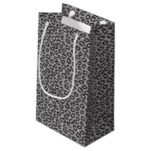 Petit Sac Cadeau Dentelle nette noire avec le motif de léopard sur