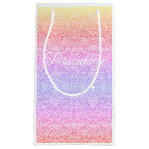 Petit Sac Cadeau Dentelle séquentielle dégradé motif or rose violet