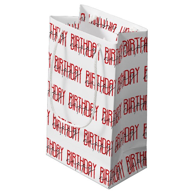 Petit Sac Cadeau design d'anniversaire rouge et noir heureux (Dos Angle)
