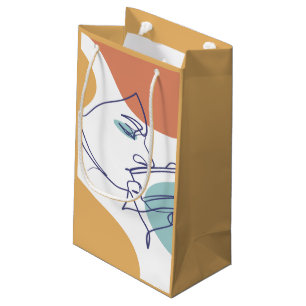 Petit Sac Cadeau dessin d'art affiche d'une femme buvant du café