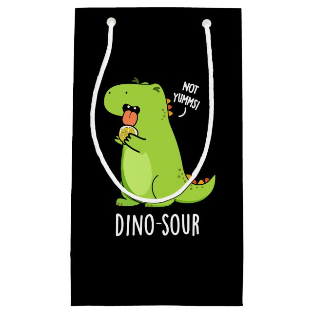 Petit Sac Cadeau Dino-sour Dinosaure Pun Dark BG (Devant)