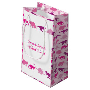 Petit Sac Cadeau Dinosaur Baby shower Dino Rose Girl