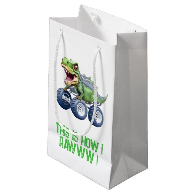 Petit Sac Cadeau Dinosaur monstre camion anniversaire personnalisé (Devant Angle)