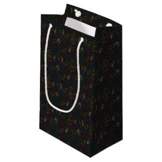 Petit Sac Cadeau Dinosaures - Contour principal Fond noir