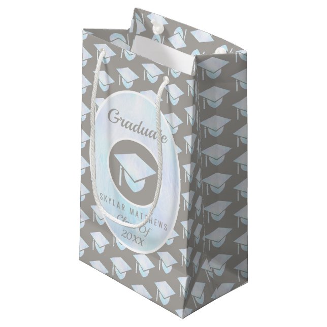 Petit Sac Cadeau Diplôme Blanc Opal Motif tendance Graduate (Devant Angle)