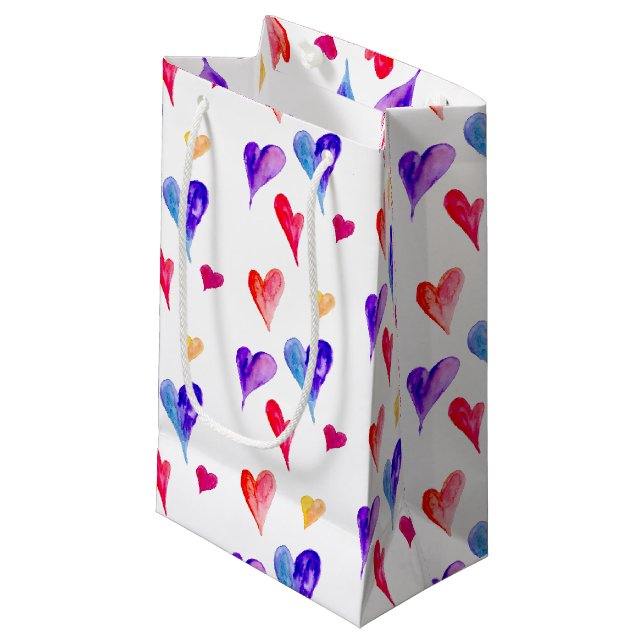 Petit Sac Cadeau douce aquarelle coeur valentine's day mignon (Devant Angle)