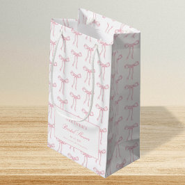 Petit Sac Cadeau Douche de mariage bleu avec noeud papillon rose To