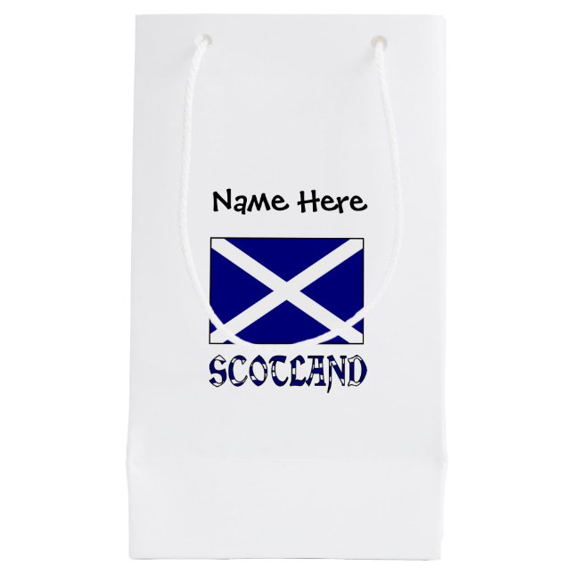 Petit Sac Cadeau Drapeau écossais et écossais avec votre nom (Devant)