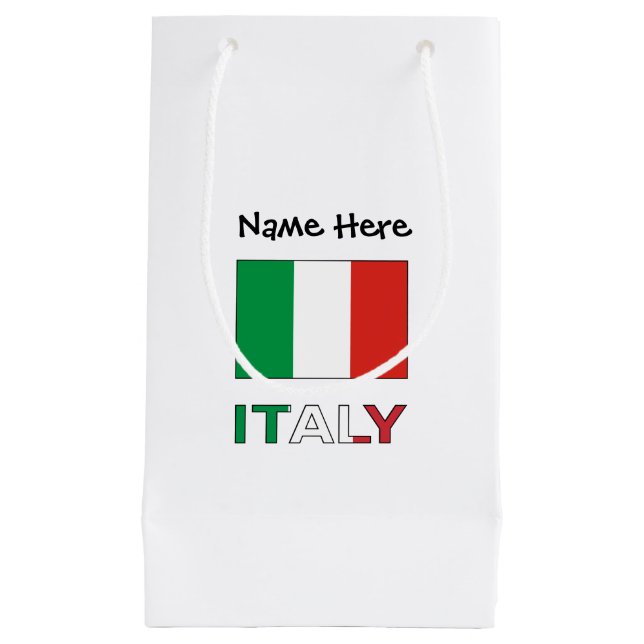 Petit Sac Cadeau Drapeau italien avec votre nom (Devant)
