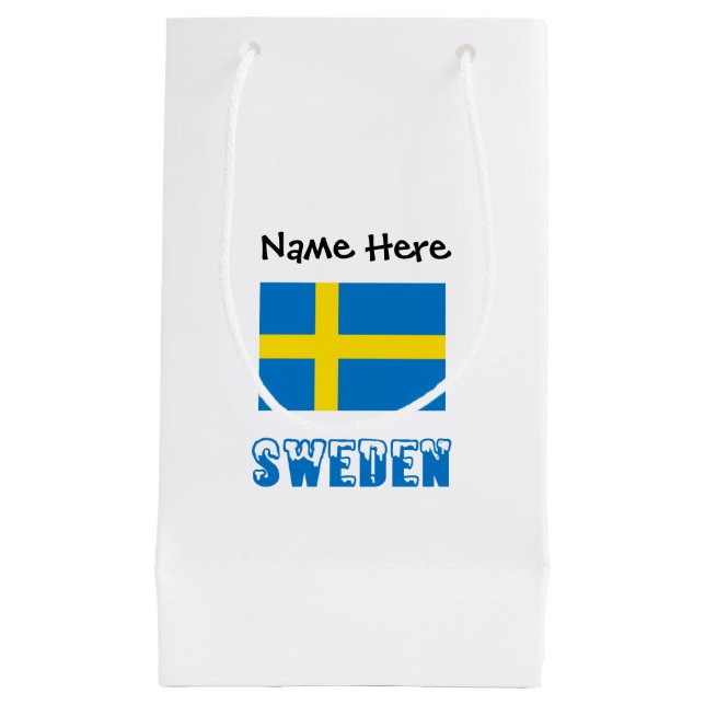 Petit Sac Cadeau Drapeau suédois avec votre nom (Devant)