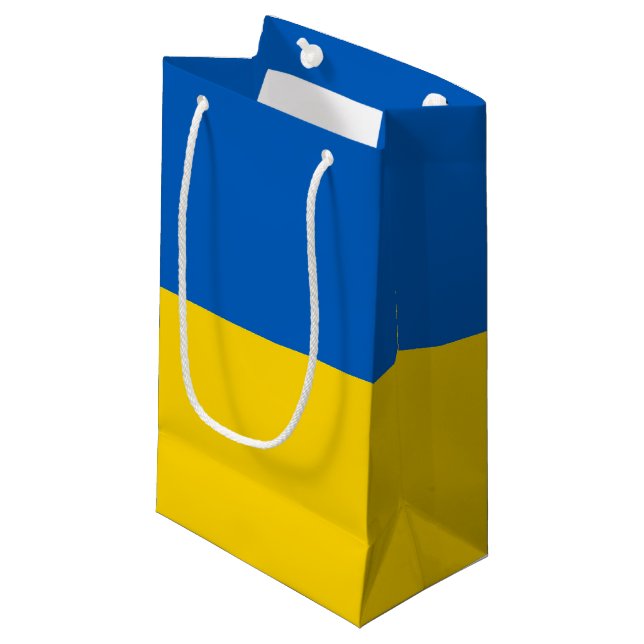 Petit Sac Cadeau Drapeau ukrainien (Devant Angle)