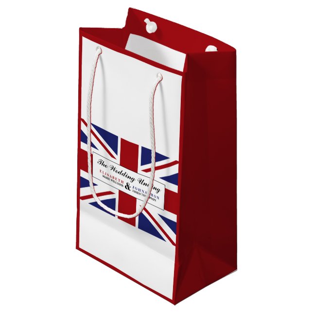 Petit Sac Cadeau Drapeau Union Jack Mariage britannique (Devant Angle)