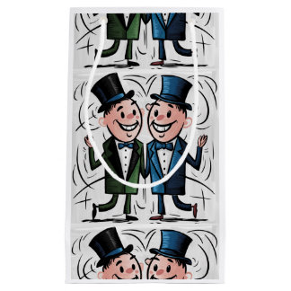 Petit Sac Cadeau Drôle Groom et Groom Gay Cartoon Mariage