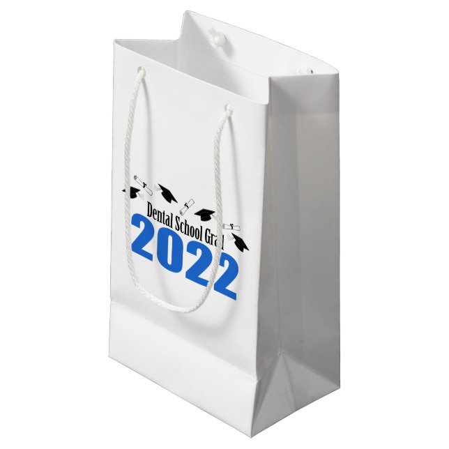 Petit Sac Cadeau École dentaire Grad 2022 Graduation (bleu) (Devant Angle)