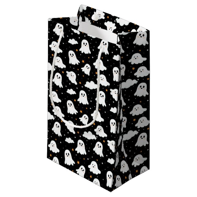 Petit Sac Cadeau Éffrayant mignon Halloween Ghost Nuageux Star Sky (Devant Angle)