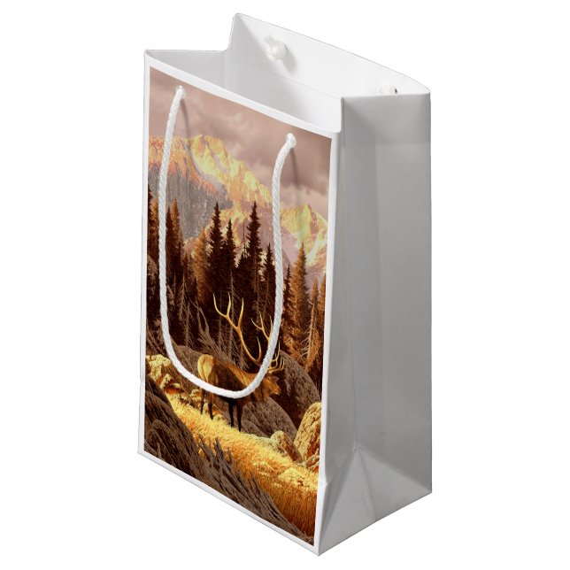 Petit Sac Cadeau Élans Taureau (Devant Angle)