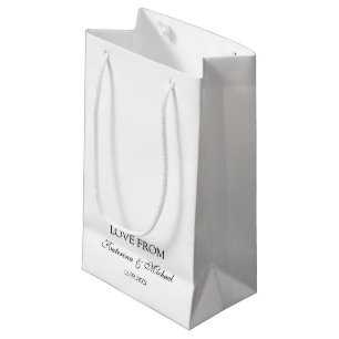 Petit Sac Cadeau Élégant blanc minimaliste Mariage Script cadeau