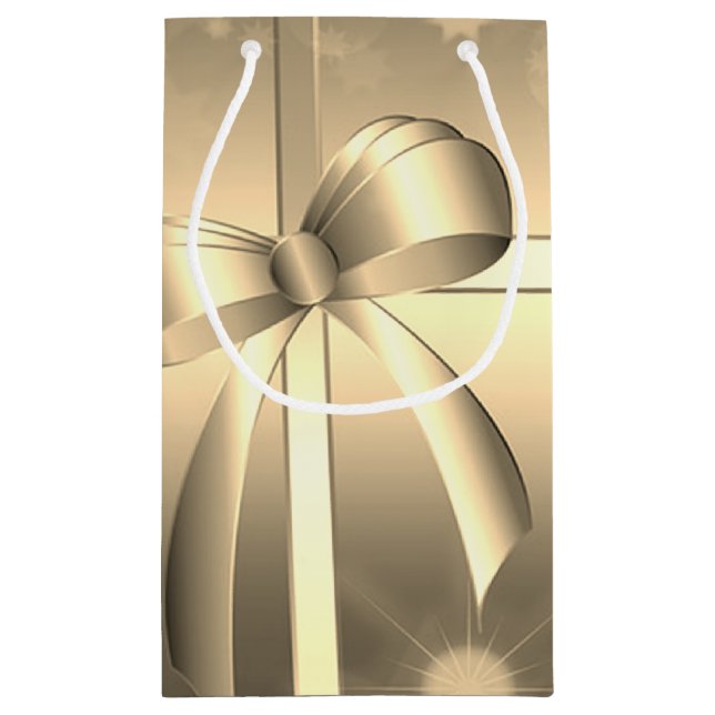 Petit Sac Cadeau Élégant Bow d'or festif (Dos)