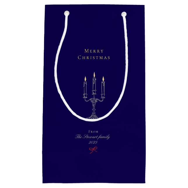 Petit Sac Cadeau Elégant Chic Navy Blue Noël (Devant)