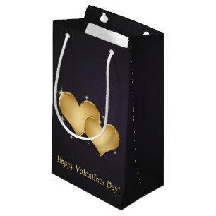 Petit Sac Cadeau Elégant Golden Hearts Nom - Saint-Valentin