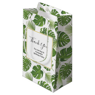 Petit Sac Cadeau Élégant Green Tropical Feuille Motif Merci
