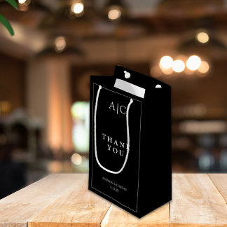 Petit Sac Cadeau Élégant Mariage de monogramme noir