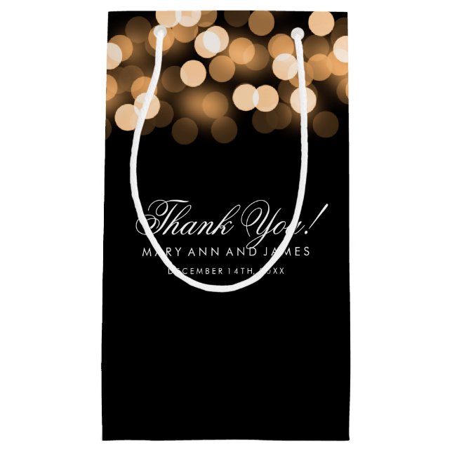 Petit Sac Cadeau Elégant Merci Mariage Gold Hollywood Glam (Devant)